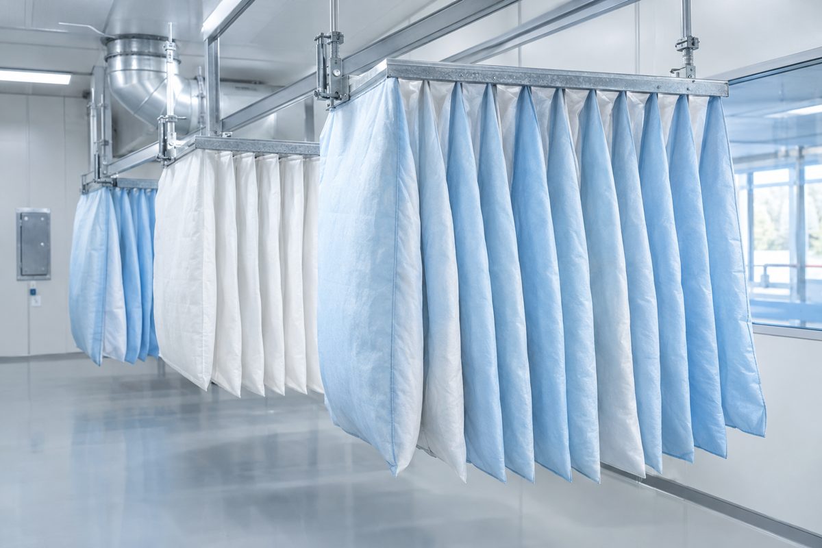 Inflated multi-pocket bag filters on galvanised frames