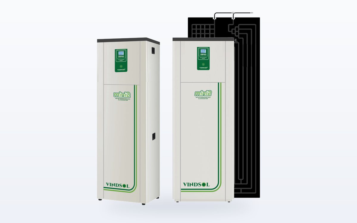 Vindsol all-in-one thermodynamic solar heat pump units with solar panel