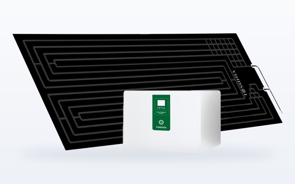 Vindsol thermodynamic solar panel with commercial heat pump unit