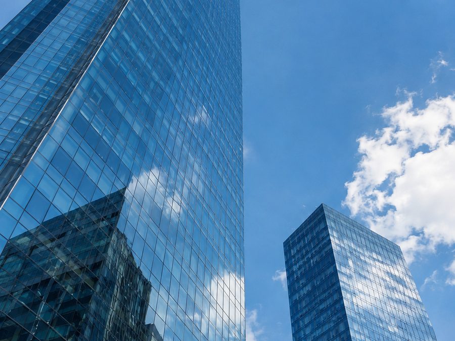 Glass commercial office towers