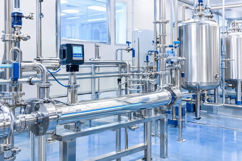 Ultrapure water loop with sanitary UV reactor