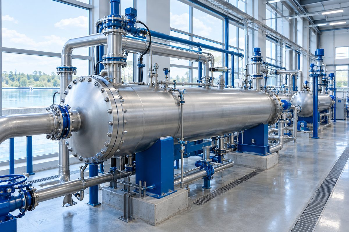 Large tubular ozone generator vessels in a municipal water plant